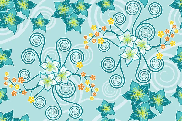 Nahtlose Muster Floral Vector Illustration Natur Batik Motiv — Stockvektor