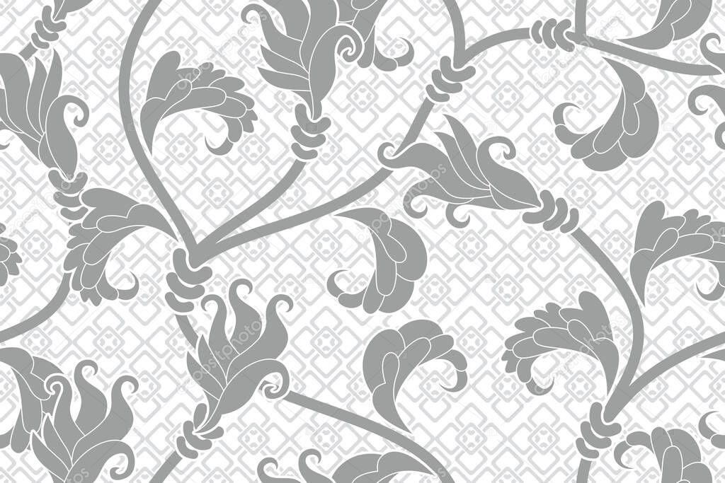 Seamless Pattern Floral Vector Illustration, Nature Batik Motif