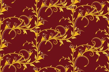 Kusursuz Desen Çiçek Vektörü İllüstrasyonu, Doğa Batik Motifi