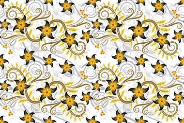 Kusursuz Desen Çiçek Vektör İllüstrasyonu, Geleneksel Batik Motifi