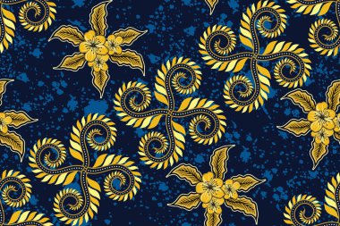 Kusursuz Desen Çiçek Vektör İllüstrasyonu, Geleneksel Batik Motifi
