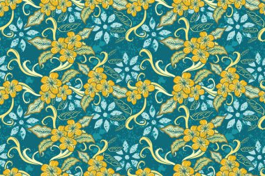 Kusursuz Desen Çiçek Vektör İllüstrasyonu, Geleneksel Batik Motifi