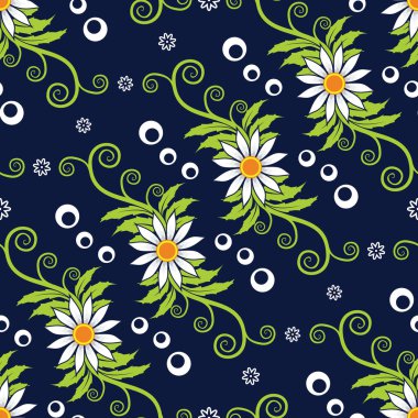 Kusursuz Desen Çiçek Vektör İllüstrasyonu, Geleneksel Batik Motifi