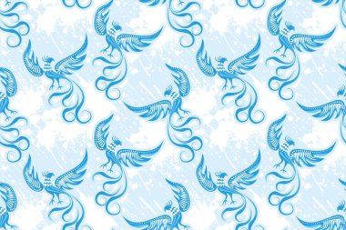 Phoenix vektör illüstrasyonlu kusursuz desen, Endonezya batik motifi