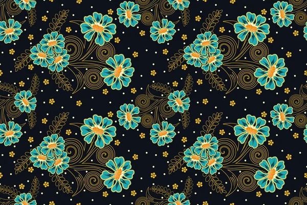 Naadloos Patroon Bloemen Vector Illustratie Nature Batik Motief — Stockvector