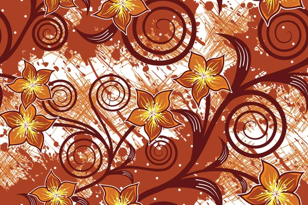 Illustration Vectorielle Florale Sans Couture Nature Batik Motif — Image vectorielle