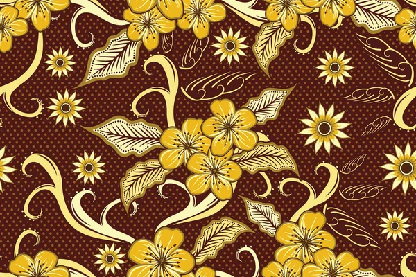 Seamless Pattern Floral Vector Illustration Nature Batik Motif — Stock Vector