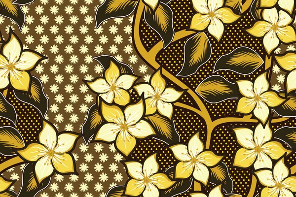 Bezešvé Vzor Květinové Vektorové Ilustrace Nature Batik Motif — Stockový vektor