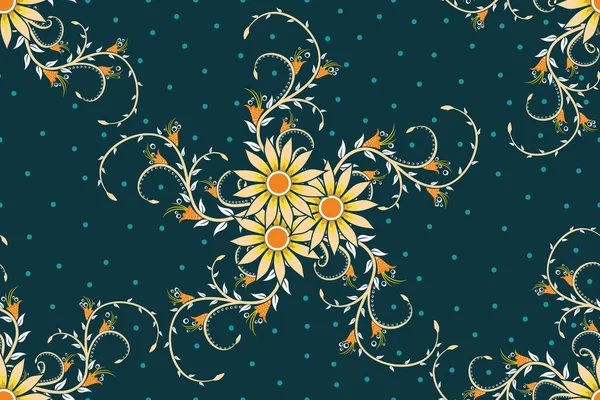 Patrón Sin Costura Floral Vector Ilustración Naturaleza Batik Motif — Archivo Imágenes Vectoriales