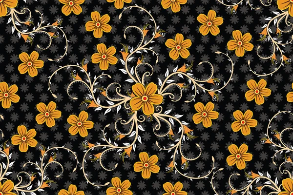 Illustration Vectorielle Florale Sans Couture Nature Batik Motif — Image vectorielle