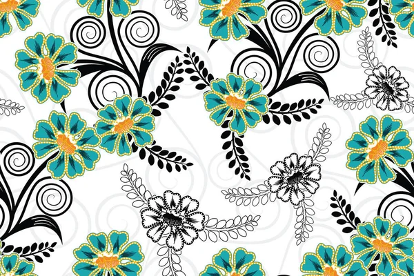 Nahtlose Muster Floral Vector Illustration Natur Batik Motiv — Stockvektor