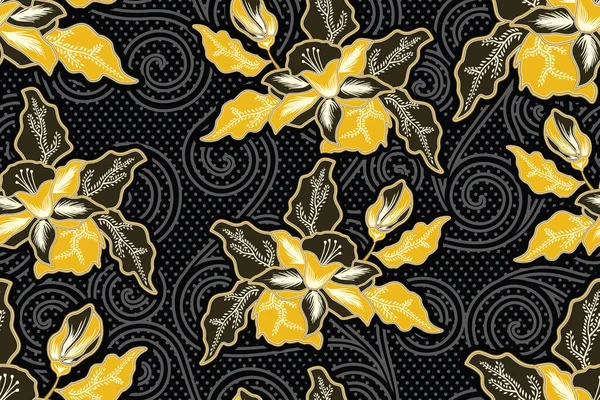 Illustration Vectorielle Florale Sans Couture Nature Batik Motif — Image vectorielle