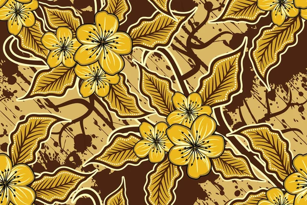 Bezešvé Vzory Květinové Vektorové Ilustrace Tradiční Batik Motiv — Stockový vektor