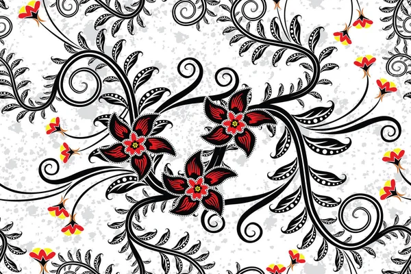 Nahtlose Muster Floral Vector Illustration Traditionelles Batik Motiv — Stockvektor