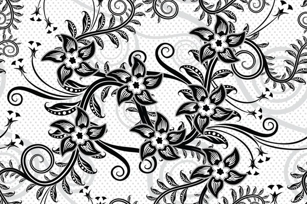 Padrão Sem Costura Floral Vector Ilustração Motivo Tradicional Batik — Vetor de Stock