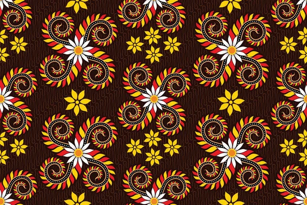 Nahtlose Muster Floral Vector Illustration Traditionelles Batik Motiv — Stockvektor