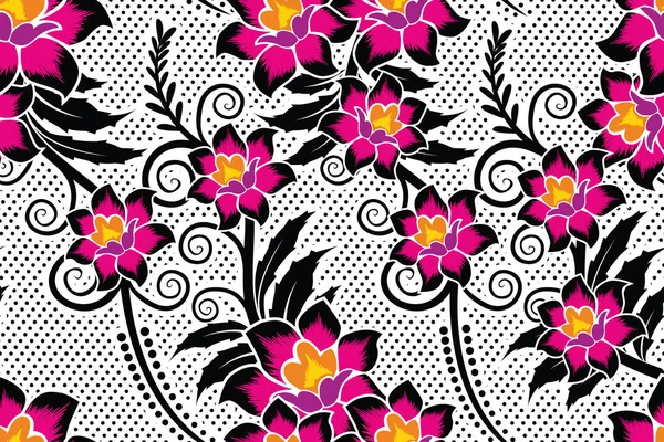 Nahtlose Muster Floral Vector Illustration Traditionelles Batik Motiv — Stockvektor