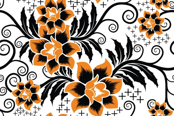 Ilustración Vectores Florales Patrón Sin Costura Motivo Tradicional Batik — Vector de stock