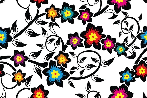 Nahtlose Muster Floral Vector Illustration Traditionelles Batik Motiv — Stockvektor