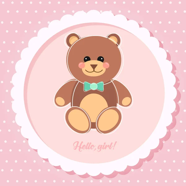 かわいいクマのベクトルカード こんにちは ベイビー 誕生日カードベクトル — ストックベクタ