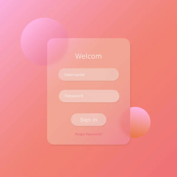 Glassmorphism vector concept. Glass effect login page. Welcom and signup UI concept. vector