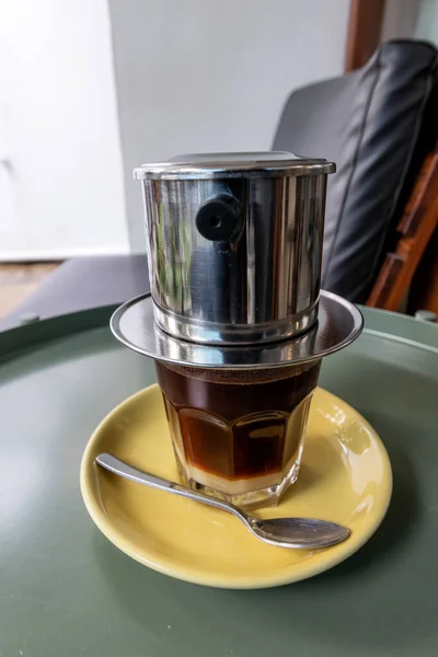 Vietnamese coffee, also known as Vietnam drip, is a cold coffee drink that comes from Vietnam and is made by brewing coffee and then mixing it with sweetened condensed milk.