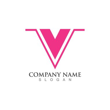 V Harfi Logo Şablonu vektör resimleme