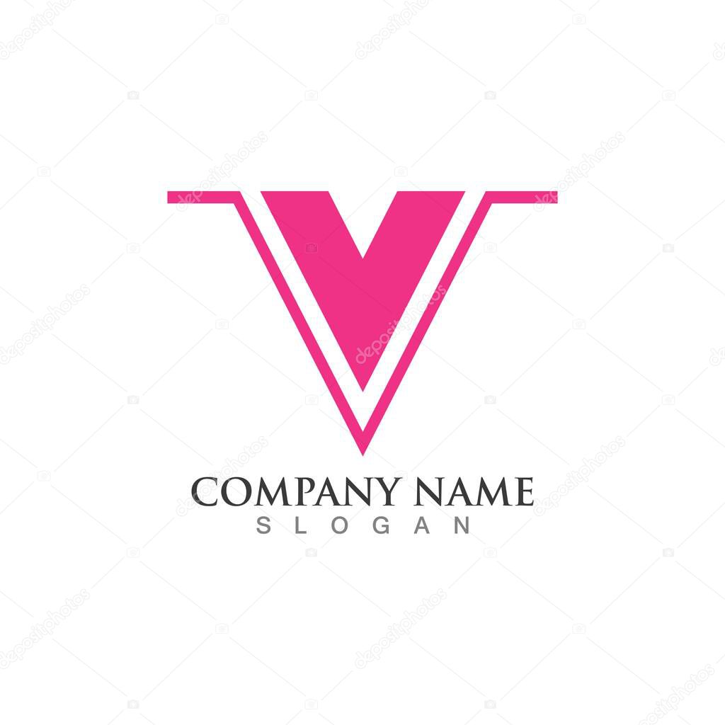V Letter Logo Template vector icon illustration