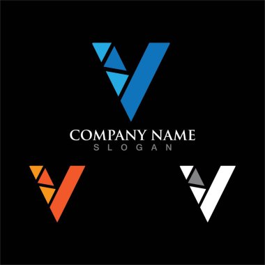 V Harfi Yıldırım Logo Şablonu vektör resimleme tasarımı