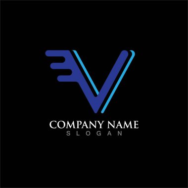 V Harfi Yıldırım Logo Şablonu vektör resimleme tasarımı
