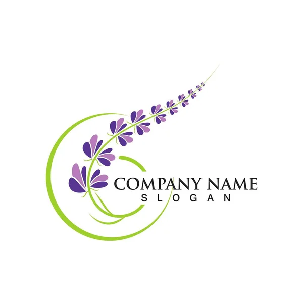 Lavanda Fresca Flor Logotipo Vetor Design Plano — Vetor de Stock