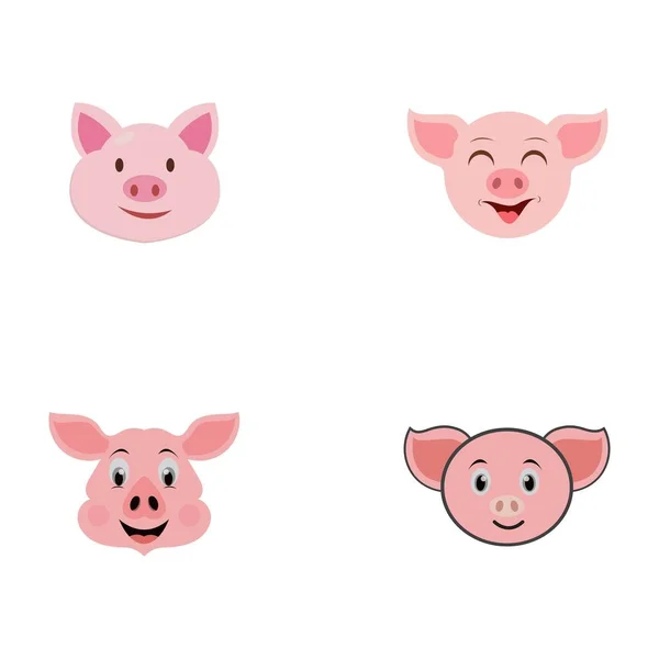 Pig Head Vector Icon Logo — Stock Vector