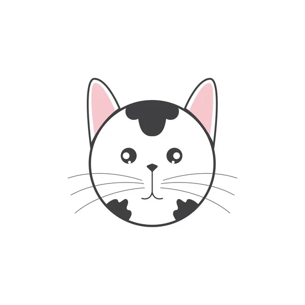 Kucing Cute Head Logo Vektor - Stok Vektor