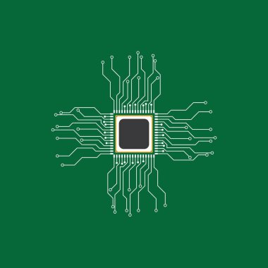 Devre işlemci sembolü ve simge vektörü