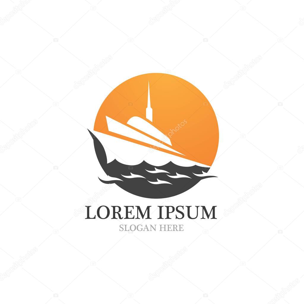 Cruise ship logo images illustration design