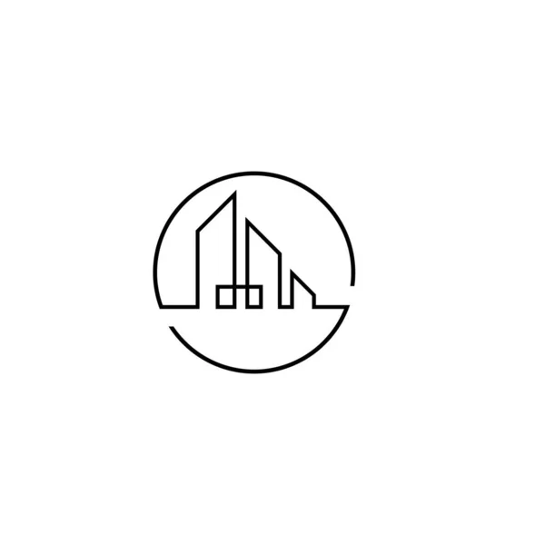 Moderne Ligne Art Ville Logo Modèle Images — Image vectorielle