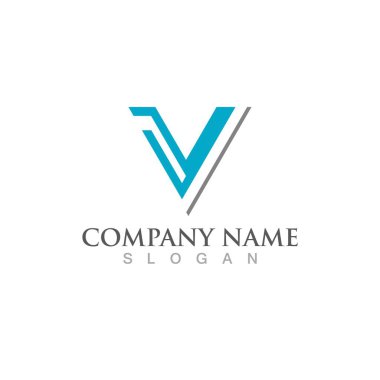 V Harfi Logo Şablonu vektör resimleme