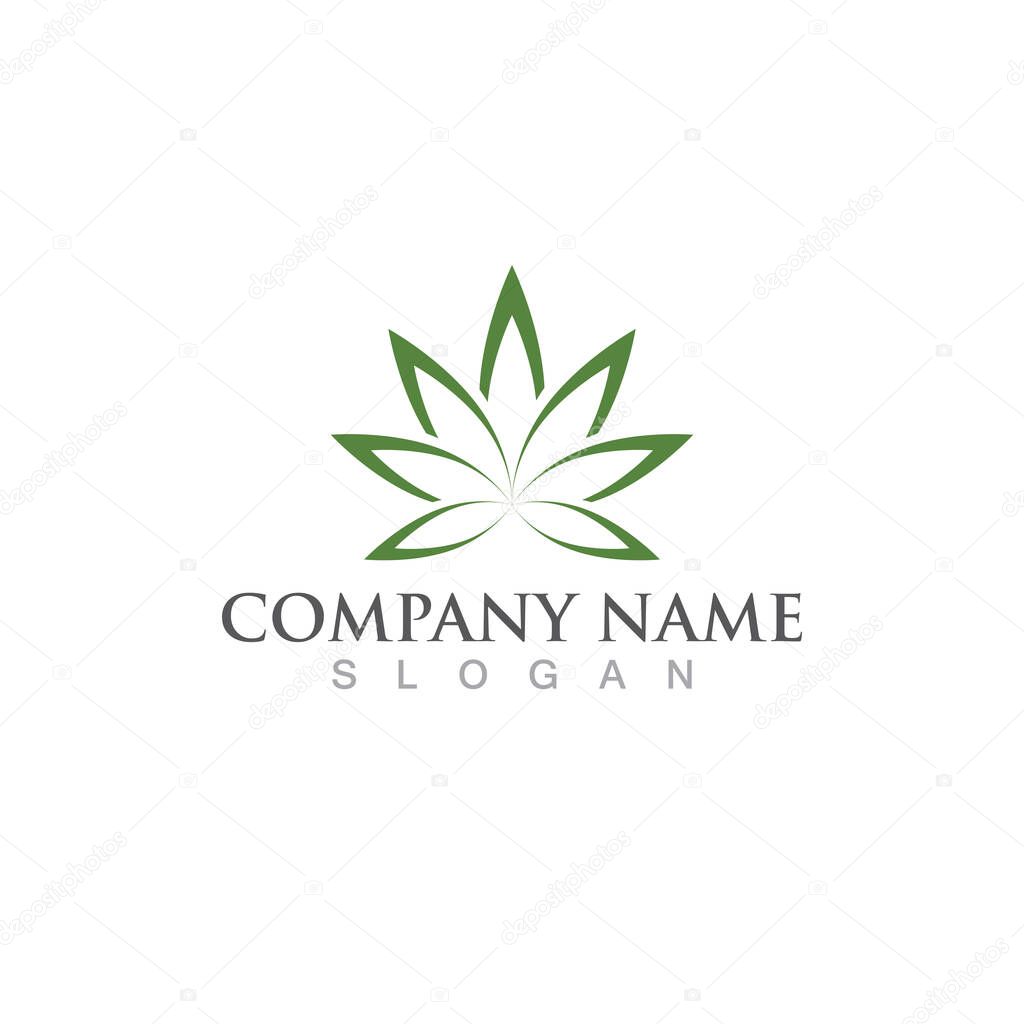 Cannabis leaf nature logo vector