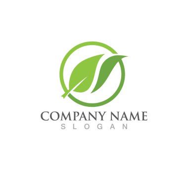 Yeşil yapraklı ekoloji doğa logo element vektörü