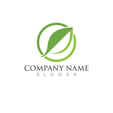 Yeşil yapraklı ekoloji doğa logo element vektörü