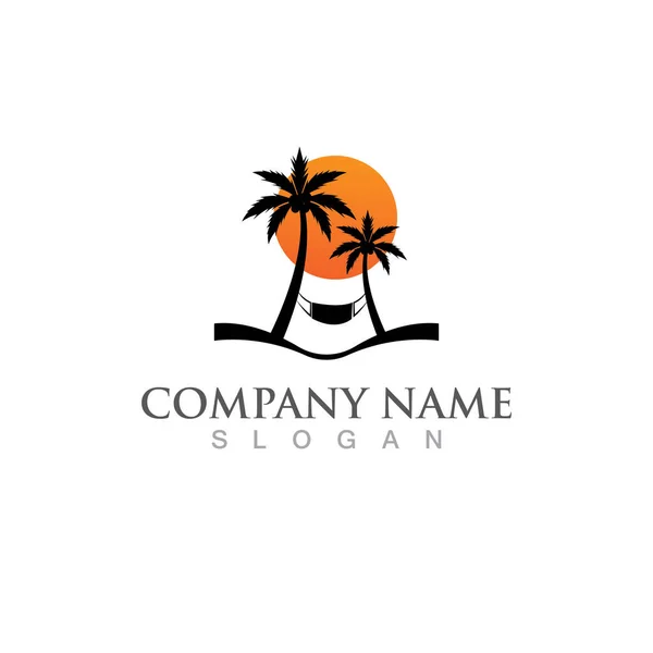 Palm Tree Summer Logo Template Vector Illustration — Stock Vector