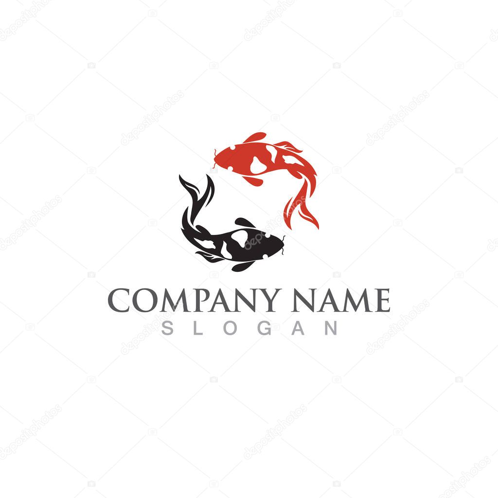 Fish koi  logo and symbol vector image