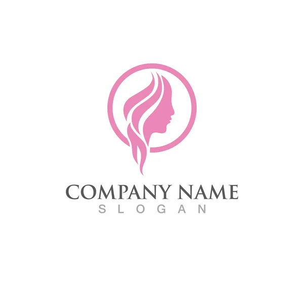 Belle Femme Logo Salon Coiffure — Image vectorielle