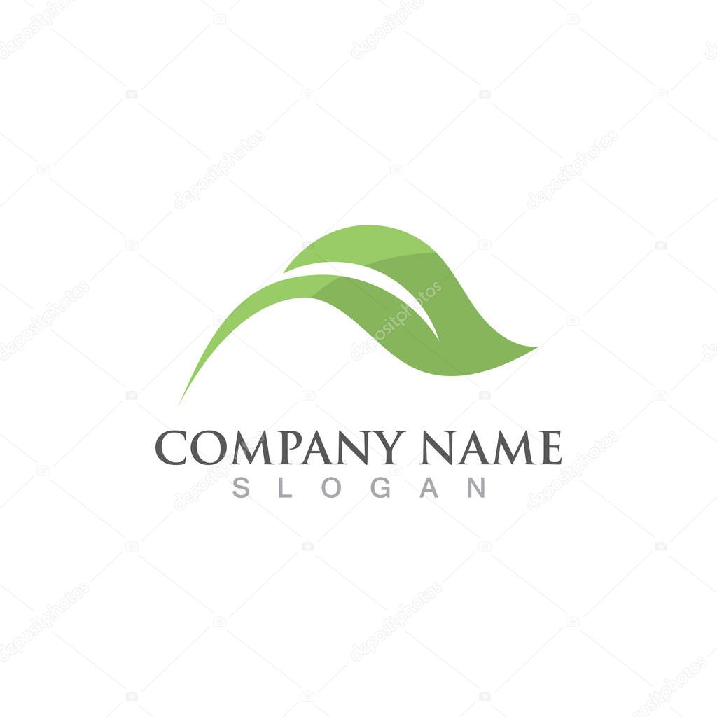 Logos of green leaf ecology nature element vector