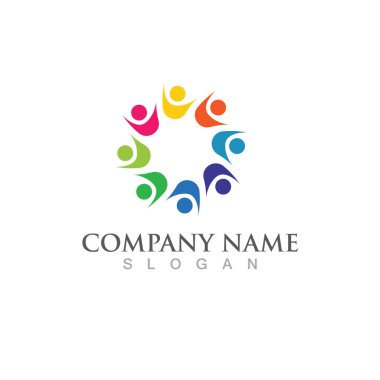 Topluluk, takım çalışması ve sosyal simge tasarım şablonu