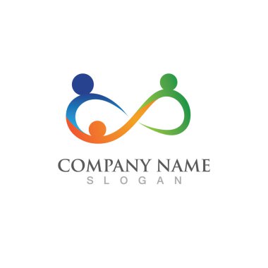 Aile bakımı sonsuz logo illüstrasyon logo şablonu tasarımı