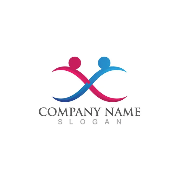 Cura Della Famiglia Infinity Logo Illustrazione Logo Template Design — Vettoriale Stock