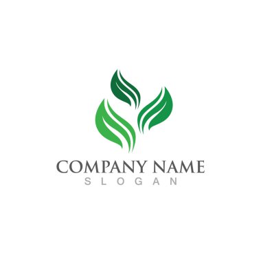 Yeşil yapraklı ekoloji doğa logo element vektörü