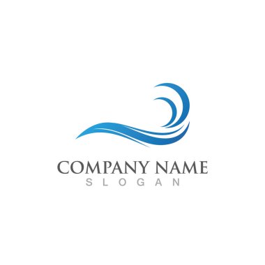  Dalga logosu plaj ikonu vektör çizimi