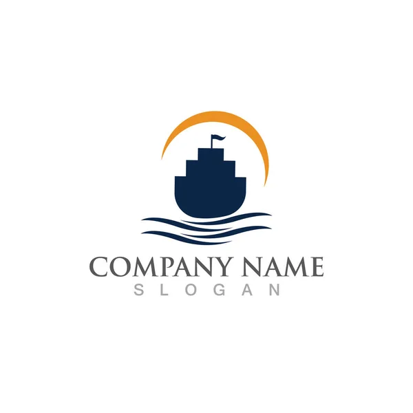 Круїзний Корабель Логотип Шаблон Векторний Дизайн Ілюстрації — стоковий вектор